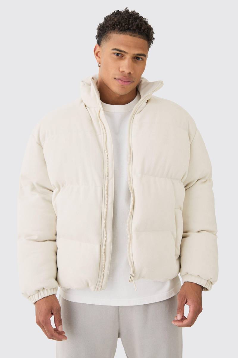 Steppjacke aus Wildlederimitat mit Trichterkragen - Grau - XS, Grau von boohooman
