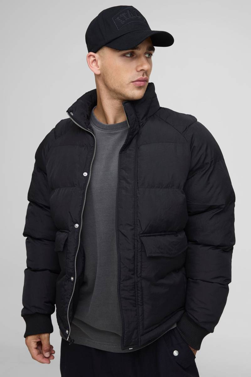 Steppjacke mit Trichterkragen und Raglan-Ärmeln - Schwarz - XS, Schwarz Steppjacke mit Trichterkragen und Raglan-Ärmeln - Schwarz - XS, Schwarz von boohooman