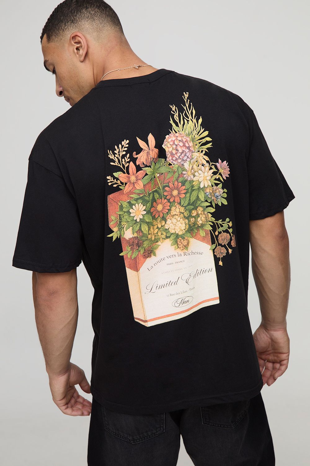 Stone Oversized Boxy Washed Man Snake Raw Hem Printed T-Shirt - pebble - M, pebble von boohooman