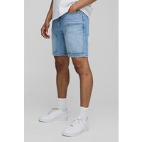 Straight Fit Paisley Distressed Carpenter Shorts - Blau - 30, Blau von boohooman