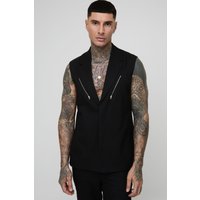 Ärmelloser Blazer mit Reißverschluss-Detail - Schwarz - 42, Schwarz von boohooman