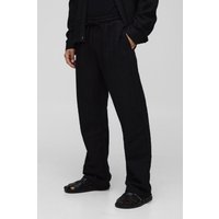 Jogginghose mit geradem Bein und Jacquard-Streifen - Schwarz - XS, Schwarz von boohooman