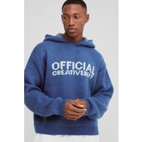 Strick-Hoodie mit Official Slogan von boohooman