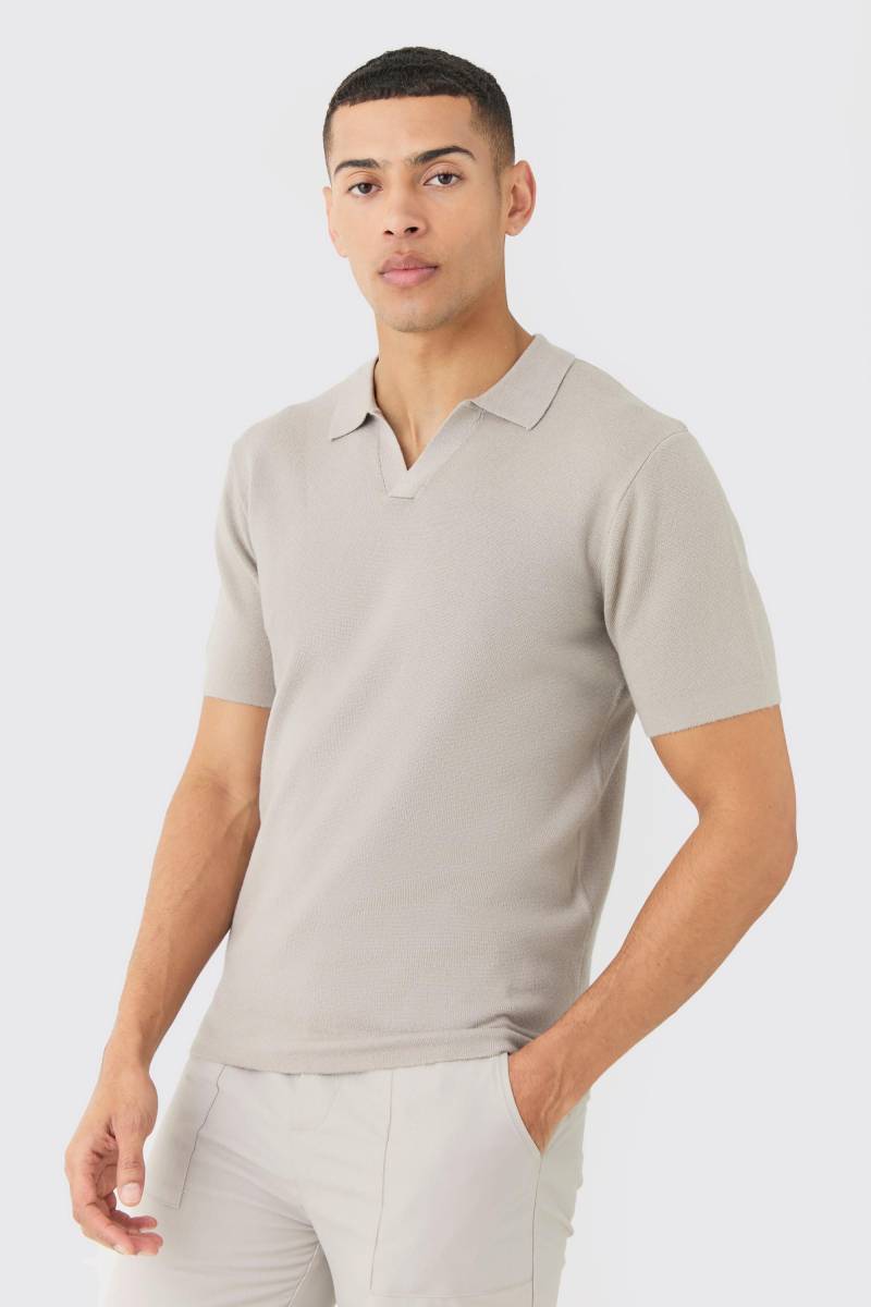 Strick-Poloshirt - Grau - XS, Grau Strick-Poloshirt - Grau - XS, Grau von boohooman