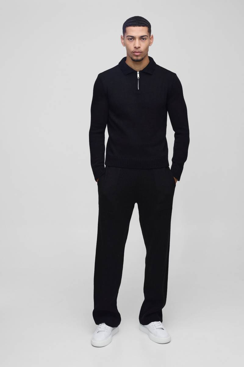 Gerippte Strickjogger - Schwarz - XS, Schwarz von boohooman