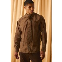 Gestreiftes Oversize Hemd mit Schnür-Detail - Braun - S, Braun von boohooman