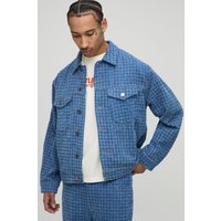 Strukturierte Jeansjacke - Blau - S, Blau von boohooman