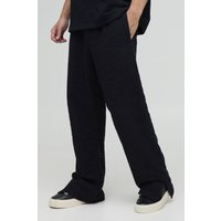 Strukturierte Jogginghose mit geradem Bein und geteiltem Saum - Schwarz - XS, Schwarz von boohooman