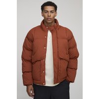 Strukturierte Oversize Steppjacke mit Trichterkragen - Braun - L, Braun von boohooman