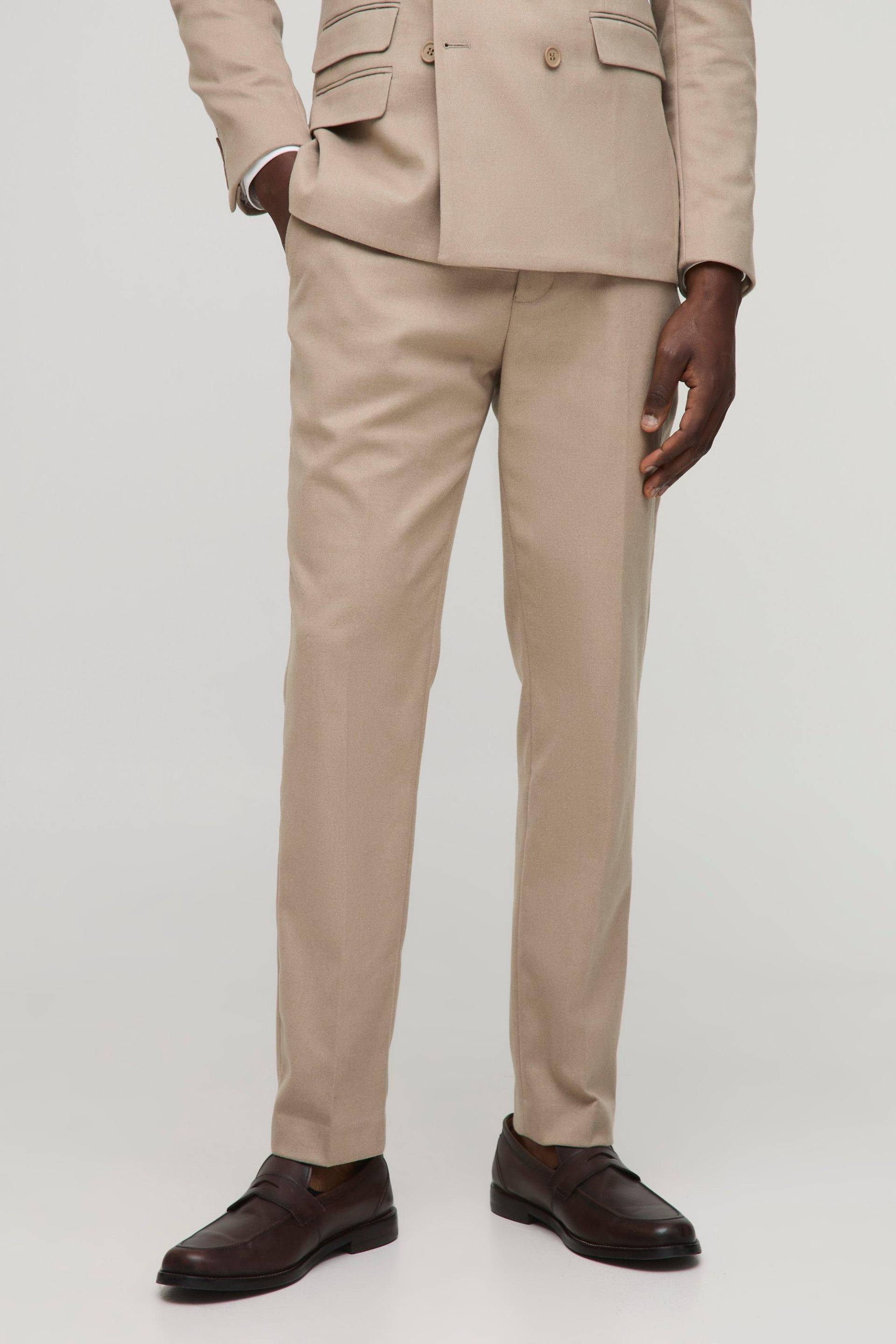 Strukturierte Slim-Fit Hose - Ecru - 28, Ecru Strukturierte Slim-Fit Hose - Ecru - 28, Ecru von boohooman