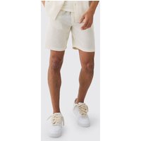 Strukturierte karierte Shorts mit elastischem Bund - Ecru - S, Ecru Strukturierte karierte Shorts mit elastischem Bund - Ecru - S, Ecru von boohooman