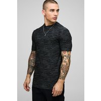 Strukturiertes Muscle-Fit T-Shirt - Schwarz - XL, Schwarz von boohooman