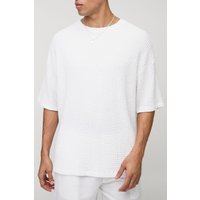 Strukturiertes Oversize Jacquard T-Shirt in Knitteroptik - Weiß - XS, Weiß Strukturiertes Oversize Jacquard T-Shirt in Knitteroptik - Weiß - XS, Weiß von boohooman