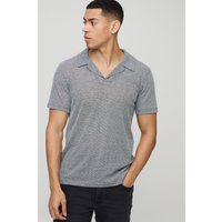 Strukturiertes Slim-Fit Jacquard Poloshirt - Grau - XL, Grau von boohooman