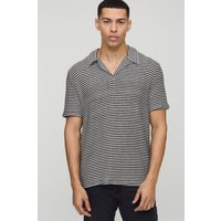 Strukturiertes gestreiftes Poloshirt - Schwarz - XS, Schwarz Strukturiertes gestreiftes Poloshirt - Schwarz - XS, Schwarz von boohooman