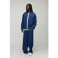 Super Baggy Blue Washed Jeans - Blau - 34R, Blau von boohooman