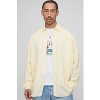Super Oversize Hemd aus Leinenmischung - Gelb - L, Gelb von boohooman