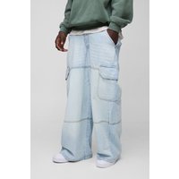 Super lockere Cargo-Jeans - Blau - 36R, Blau von boohooman