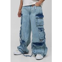 Super lockere Cargo-Jeans mit Rissen - Blau - 32R, Blau von boohooman