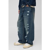 Super lockere zerrissene Jeans - Blau - 32R, Blau von boohooman