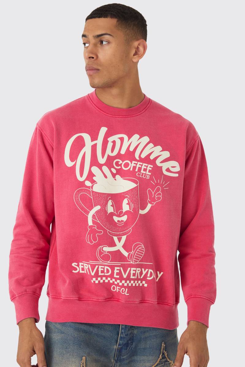 Sweatshirt mit Homme Coffee Cartoon Print von boohooman
