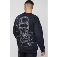 Sweatshirt mit Moto Mask Linienzeichnung von boohooman