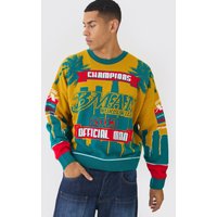 Sweatshirt mit Moto-Print - Petrol - XS, Petrol von boohooman