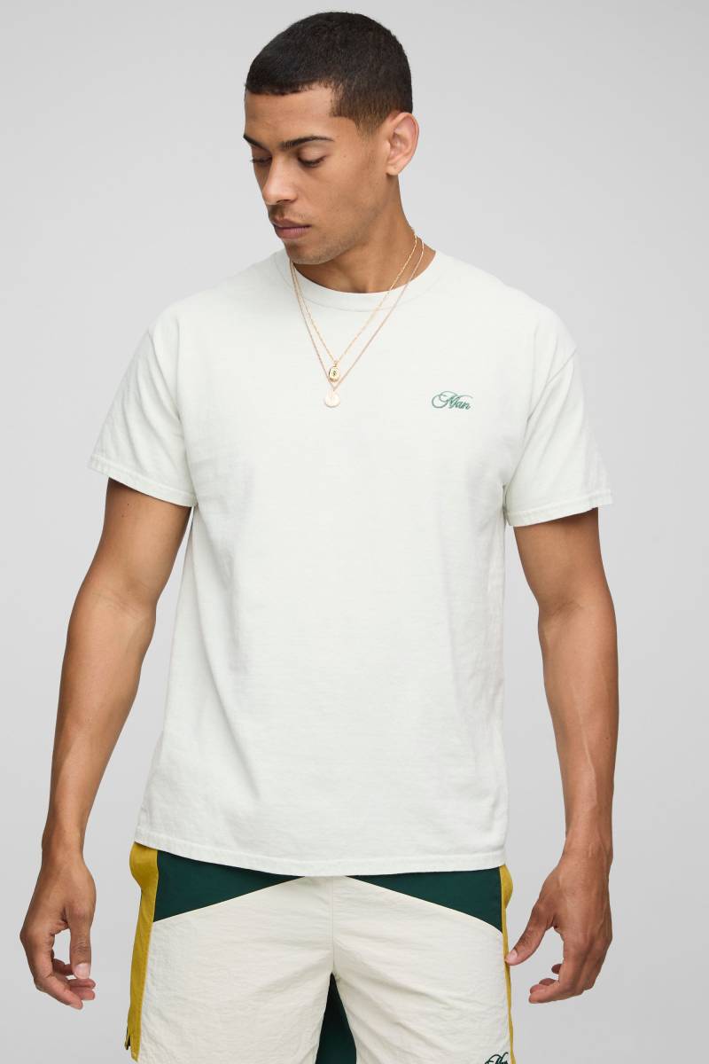 T-Shirt mit Man-Stickerei - Ecru - XS, Ecru T-Shirt mit Man-Stickerei - Ecru - XS, Ecru von boohooman