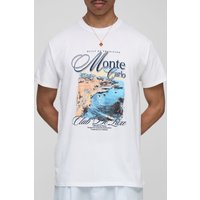 T-Shirt mit Monte Carlo Print - Weiß - XS, Weiß T-Shirt mit Monte Carlo Print - Weiß - XS, Weiß von boohooman