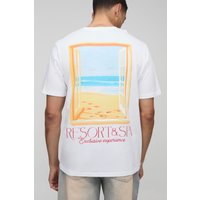T-Shirt mit Resort Strand Print - Weiß - XS, Weiß T-Shirt mit Resort Strand Print - Weiß - XS, Weiß von boohooman
