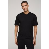 T-Shirt mit V-Ausschnitt - Schwarz - S, Schwarz von boohooman