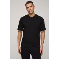 T-Shirt mit V-Ausschnitt - Schwarz - XS, Schwarz von boohooman