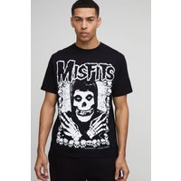 T-Shirt mit lizenziertem Misfits Band Print - Schwarz - XS, Schwarz von boohooman