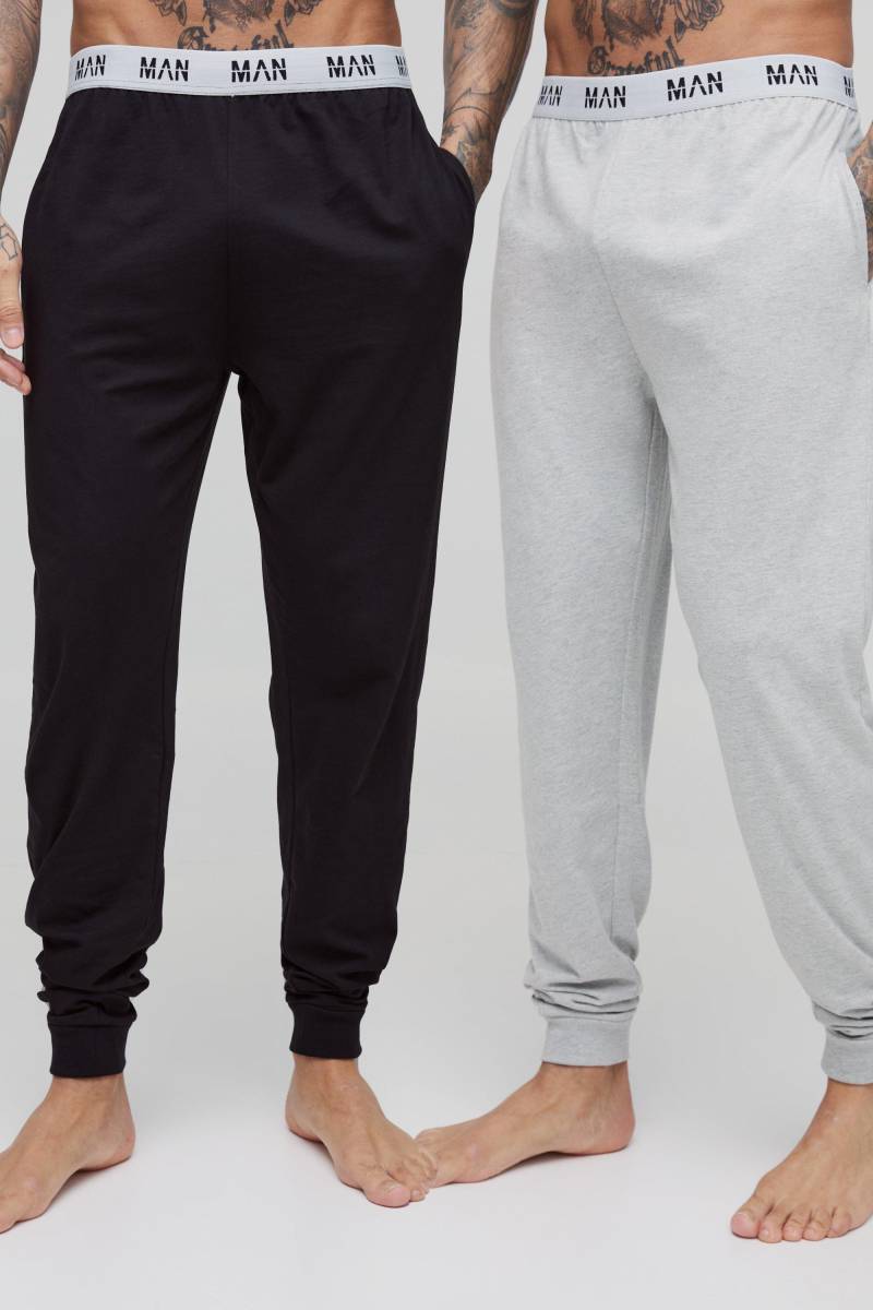 Tall 2er-Pack Man Loungewear-Jogginghose - Schwarz - L, Schwarz von boohooman
