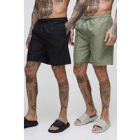 Tall 2er-Pack mittellange Badehosen - Mehrfarbig - XXL, Mehrfarbig von boohooman