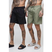 Tall 2er-Pack mittellange Badehosen von boohooman
