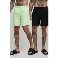 Tall 2er-Pack mittellange Badehosen von boohooman