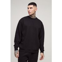 Tall 330Grm Oversize Basic Rundhals-Sweatshirt - Schwarz - L, Schwarz von boohooman