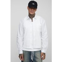 Tall B Embroidered Boxy Oversized Bungee Hem Poplin Shirt - Weiß - M, Weiß von boohooman