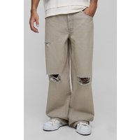Tall lockere zerrissene Jeans - Grau - 38, Grau von boohooman