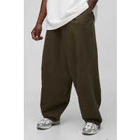 Tall Twill-Hose mit Ballon-Detail - dark olive - 32, dark olive von boohooman