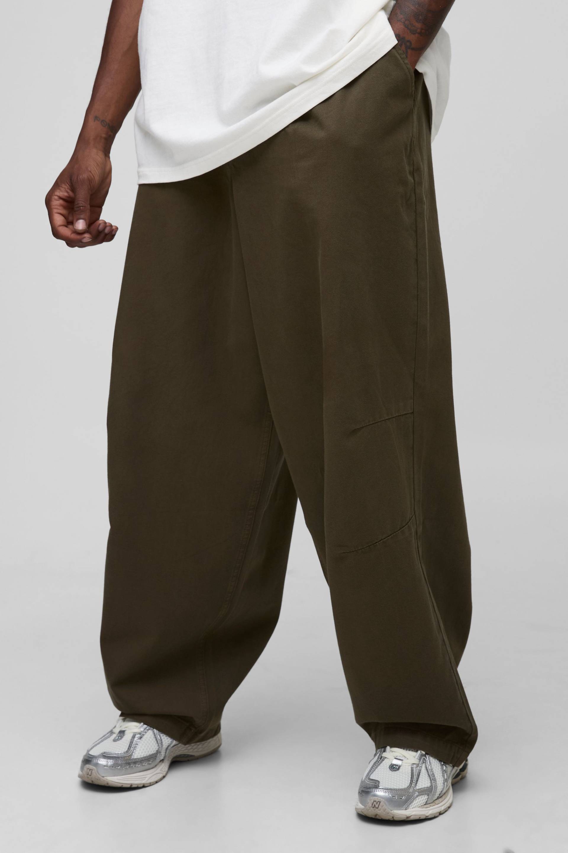 Tall Twill-Hose mit Ballon-Detail - dark olive - 40, dark olive von boohooman