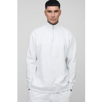 Tall Basic Oversized Quarter Zip Funnel Neck Sweatshirt - Grau - M, Grau Tall Basic Oversized Quarter Zip Funnel Neck Sweatshirt - Grau - M, Grau von boohooman