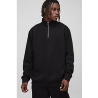 Tall Basic Oversize Sweatshirt mit Trichterkragen und Reißverschluss - Schwarz - XL, Schwarz von boohooman