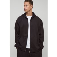 Tall Basic Oversize Hoodie mit Reißverschluss - Braun - S, Braun von boohooman