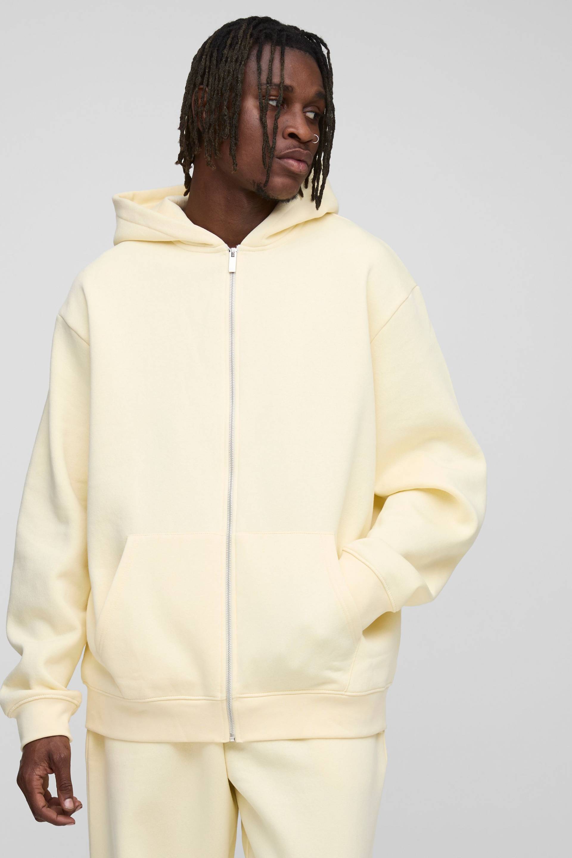 Tall Basic Oversize Hoodie mit Reißverschluss - Gelb - L, Gelb von boohooman
