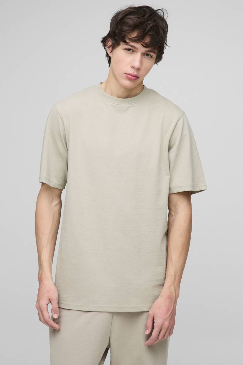 Tall Basic Rundhals T-Shirt - light khaki - M, light khaki von boohooman