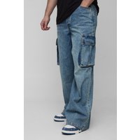 Tall Cargo-Jeans mit Bundfalten von boohooman