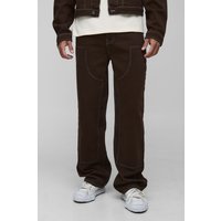 Tall Jeans mit Kontrast-Naht - Braun - 30, Braun von boohooman