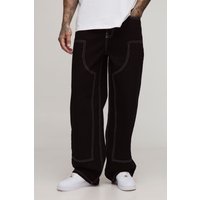 Tall Jeans mit Kontrast-Naht - Schwarz - 30, Schwarz von boohooman